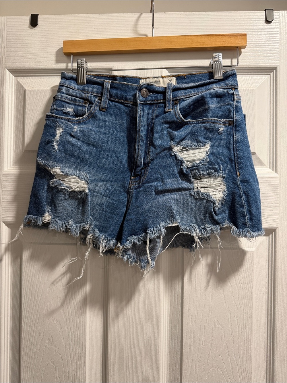 Abercrombie & Fitch Distressed Blue Denim Cutoff Shorts